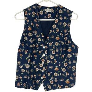 Sarah Chapman Y2K 90s Floral Silk Button Up Vest Top Size Medium